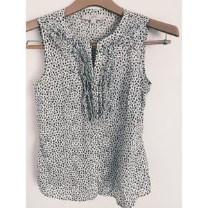 LOFT Black & White Leopard Print Blouse